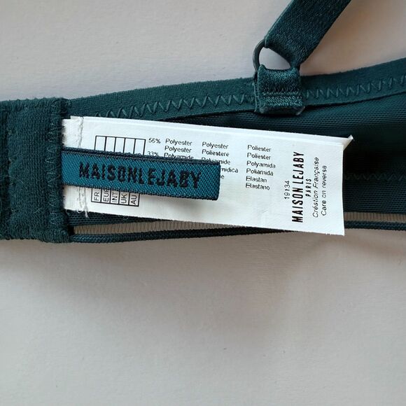 NWT Maison Lejaby Sin Embroidered Underwired Triangle Bra in Lagoon Teal Sz 36B - Picture 9 of 11